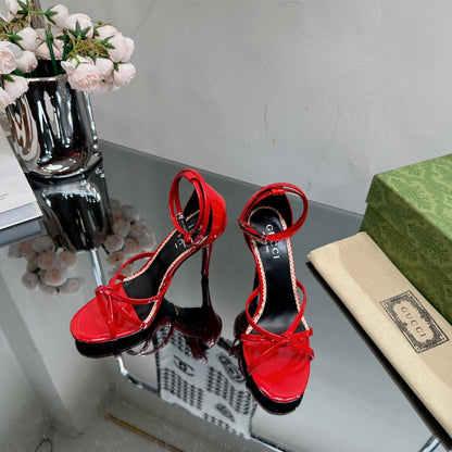 GUCCI 105 STRAPPY SANDAL CRIMSON LAMBSKIN