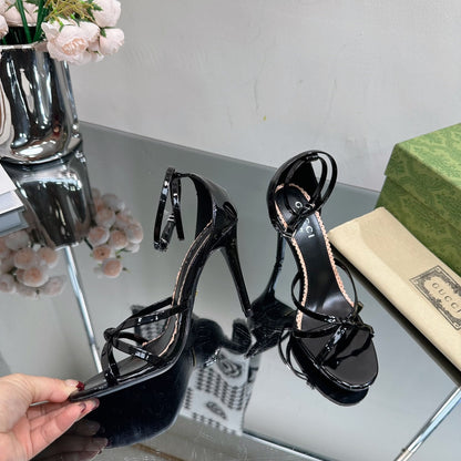 GUCCI 105 STRAPPY SANDAL BLACK LAMBSKIN