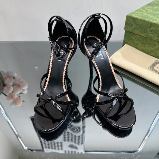 GUCCI 105 STRAPPY SANDAL BLACK LAMBSKIN
