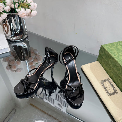 GUCCI 105 STRAPPY SANDAL BLACK LAMBSKIN