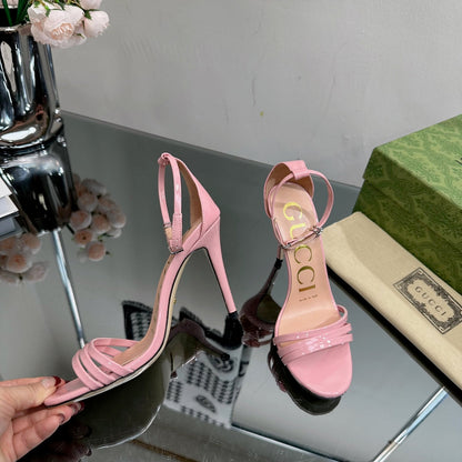 GUCCI 105 HIGH HEEL SANDAL LIGHT PINK LAMBSKIN