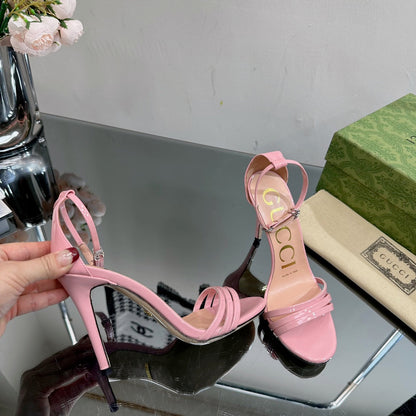 GUCCI 105 HIGH HEEL SANDAL LIGHT PINK LAMBSKIN
