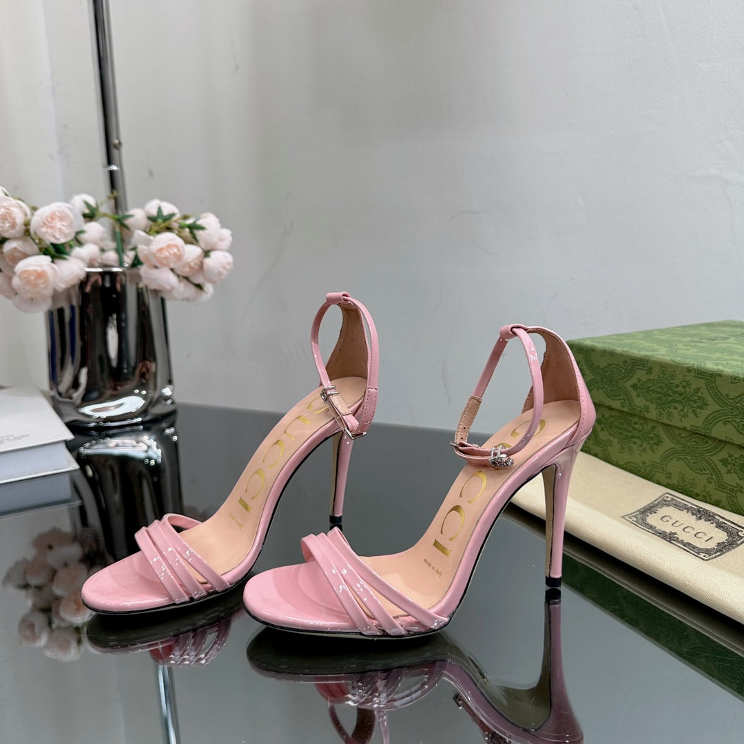 GUCCI 105 HIGH HEEL SANDAL LIGHT PINK LAMBSKIN