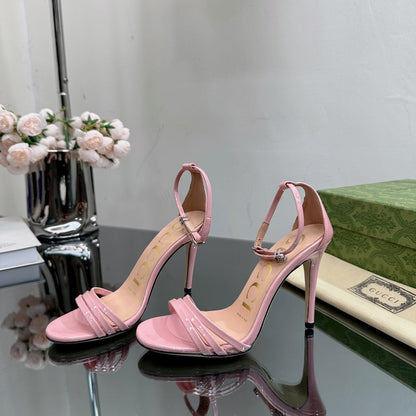 GUCCI 105 HIGH HEEL SANDAL LIGHT PINK LAMBSKIN