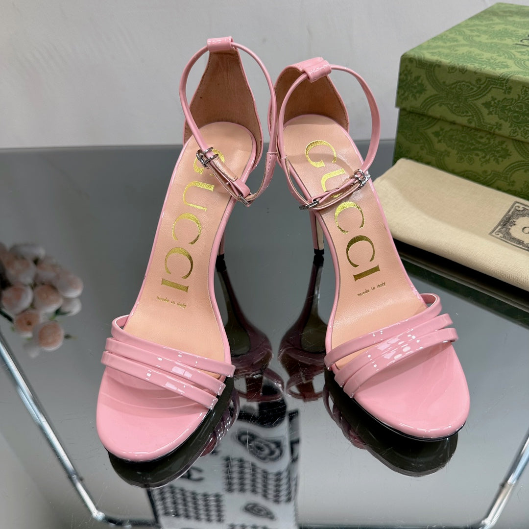 GUCCI 105 HIGH HEEL SANDAL LIGHT PINK LAMBSKIN