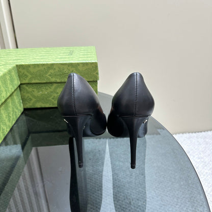 GUCCI 105 BASIC HIGH HEEL BLACK LAMBSKIN