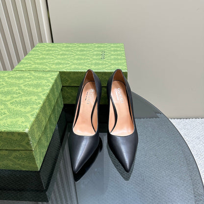 GUCCI 105 BASIC HIGH HEEL BLACK LAMBSKIN