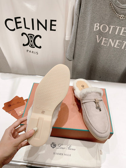 LP CHARMS WALK BABOUCHE LOAFERS CREAMY WHITE FLEECE