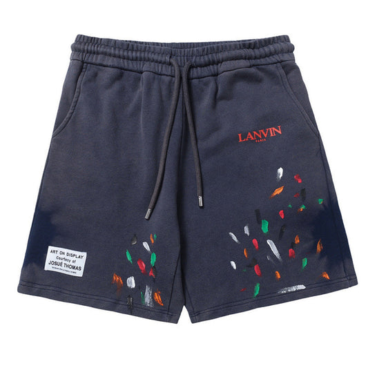 LANVIN Splash ink sports Shorts Navy blue