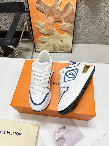 LOUIS VUITTON LV WOMEN SNEAKER IN WHITE MIX BLUE CALFSKIN