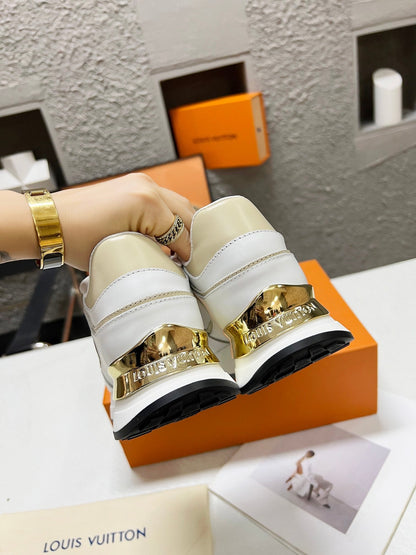 LOUIS VUITTON LV WOMEN SNEAKER IN WHITE MIX BEIGE CREAM CALFSKIN