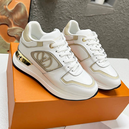LOUIS VUITTON LV WOMEN SNEAKER IN WHITE MIX BEIGE CREAM CALFSKIN
