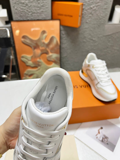 LOUIS VUITTON LV WOMEN SNEAKER IN WHITE MIX BEIGE CREAM CALFSKIN