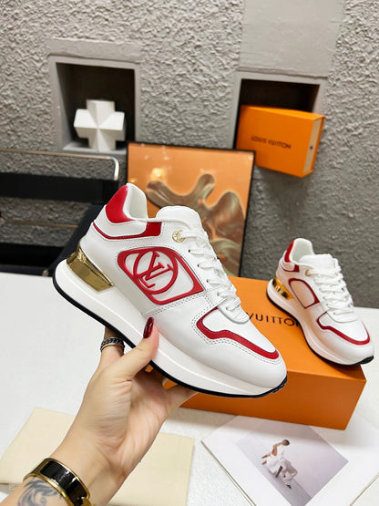 LOUIS VUITTON LV WOMEN SNEAKER IN WHITE MIX CHERRY RED CALFSKIN
