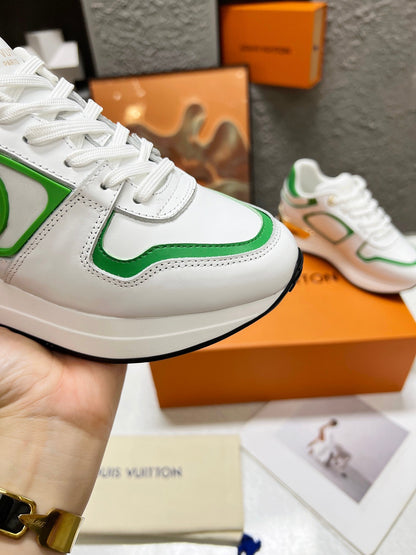 LOUIS VUITTON LV WOMEN SNEAKER IN WHITE MIX GREEN CALFSKIN