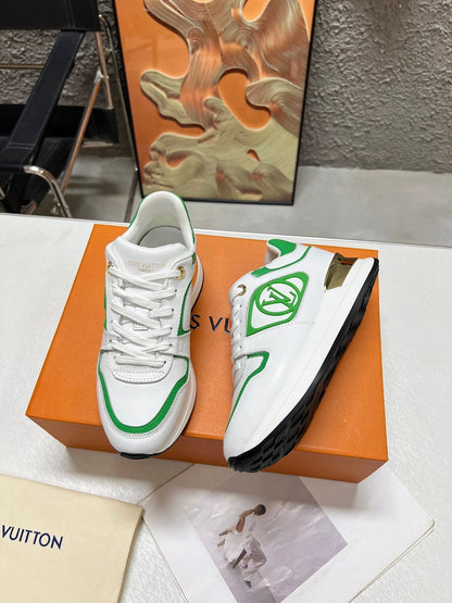 LOUIS VUITTON LV WOMEN SNEAKER IN WHITE MIX GREEN CALFSKIN