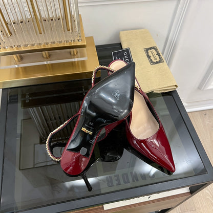GUCCI SIGNORIA SLINGBACK PUMP JAM LAMBSKIN