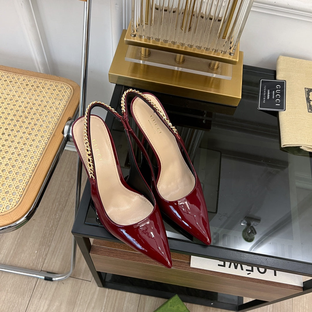GUCCI SIGNORIA SLINGBACK PUMP JAM LAMBSKIN