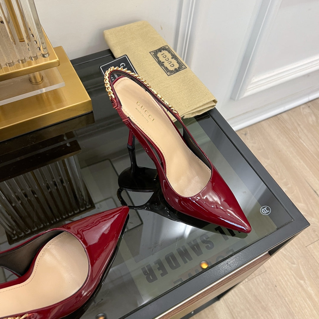 GUCCI SIGNORIA SLINGBACK PUMP JAM LAMBSKIN