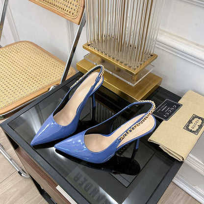 GUCCI SIGNORIA SLINGBACK PUMP CERULEAN LAMBSKIN