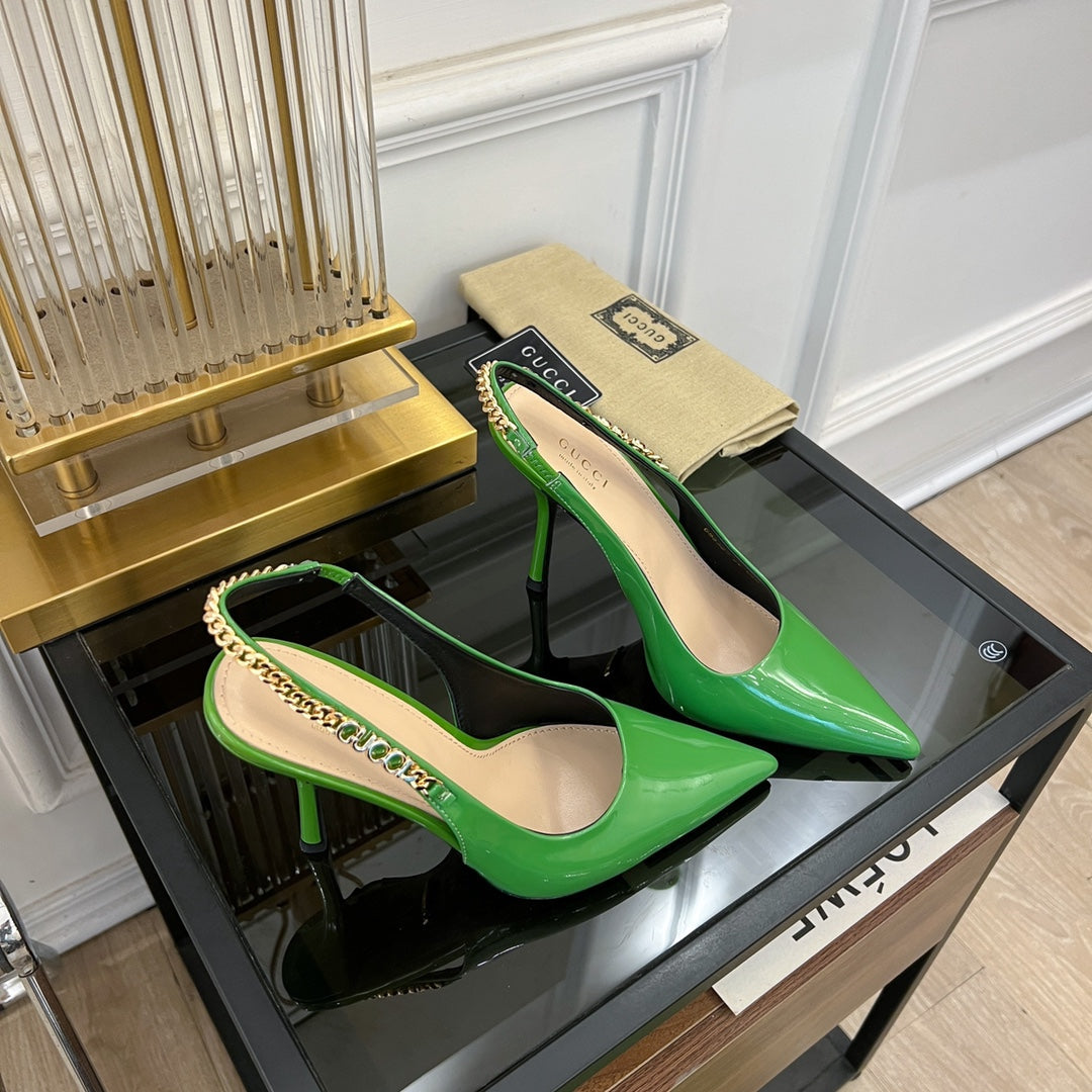 GUCCI SIGNORIA SLINGBACK PUMP EMERALD LAMBSKIN