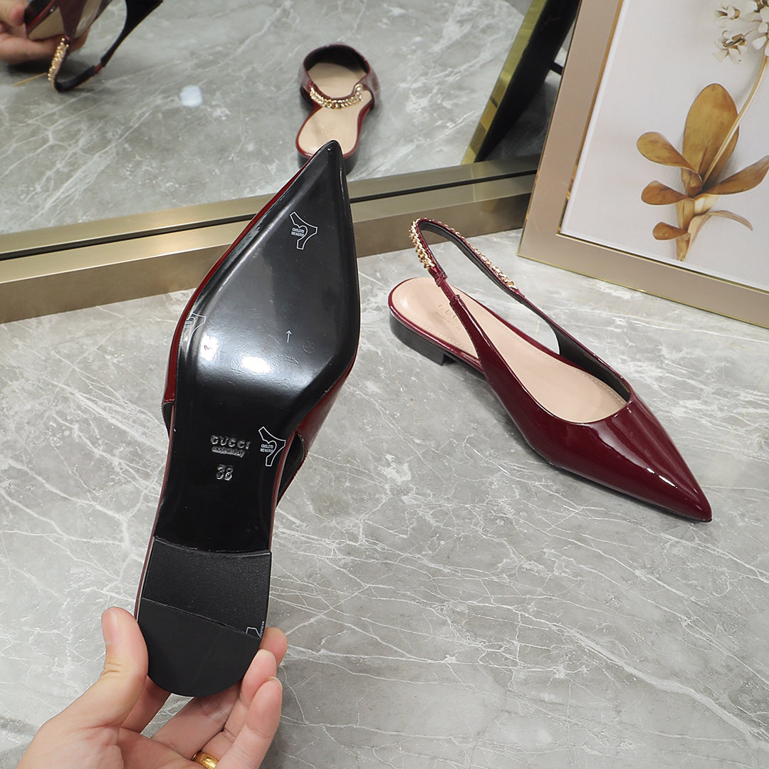 GUCCI Signoria Ballet Flat red wine