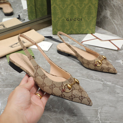 GUCCI Flat Sandals Brown Caro