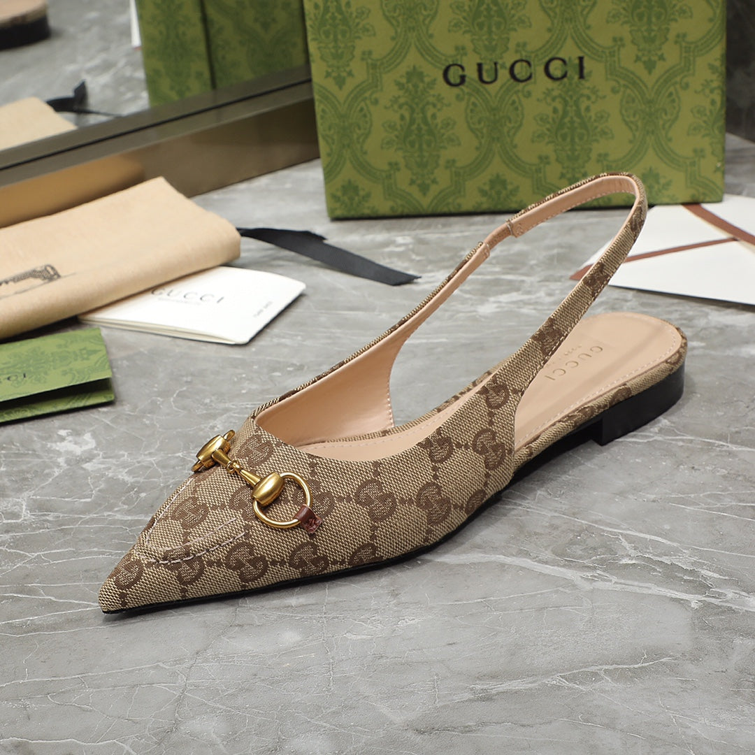 GUCCI Flat Sandals Brown Caro