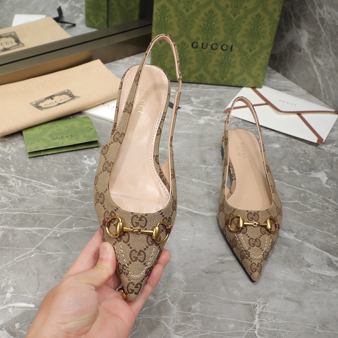 GUCCI Flat Sandals Brown Caro