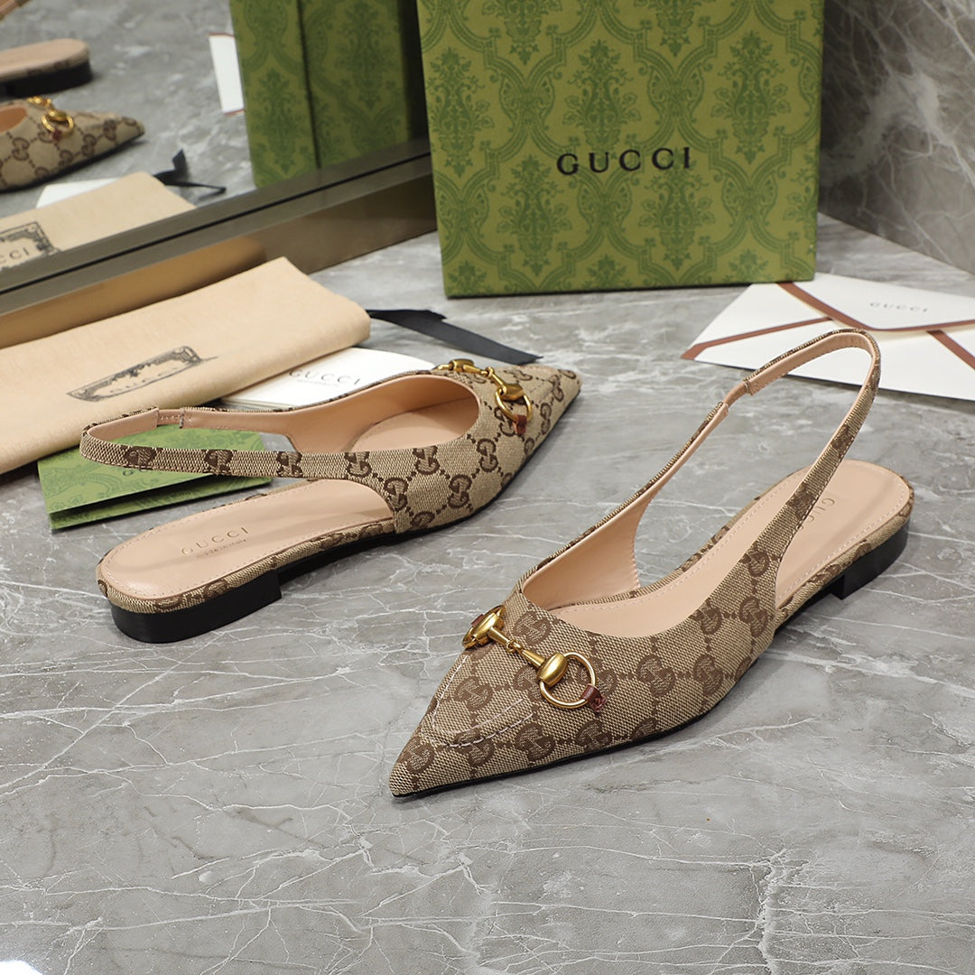 GUCCI Flat Sandals Brown Caro