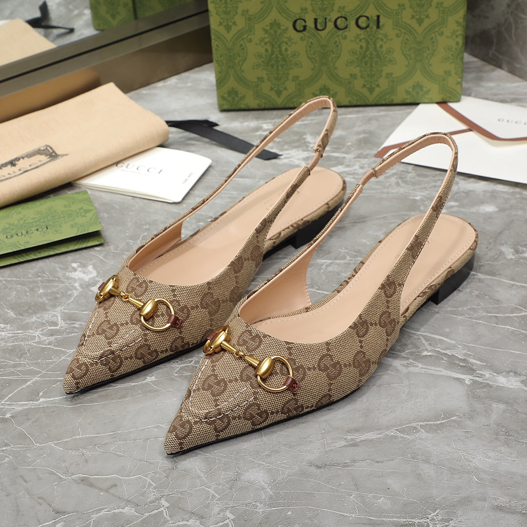 GUCCI Flat Sandals Brown Caro