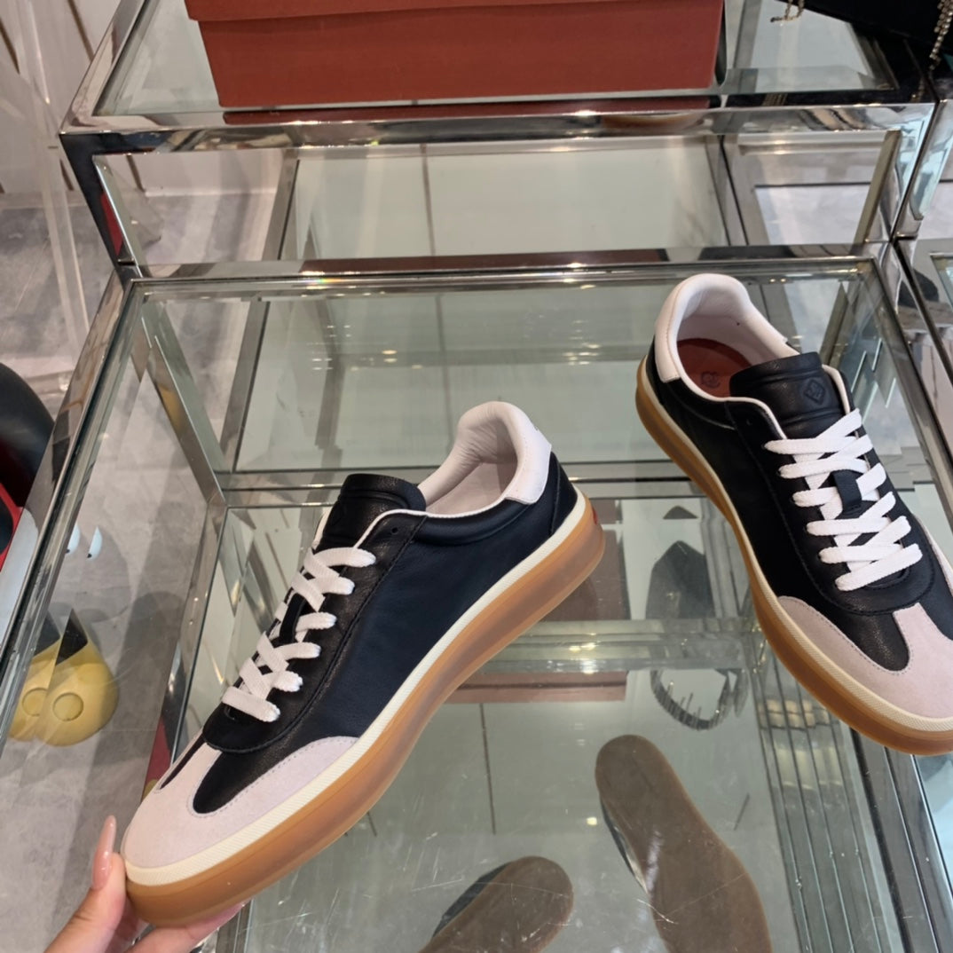 LP TENNIS WALK SNEAKERS BLACK AND BEIGE CALFSKIN