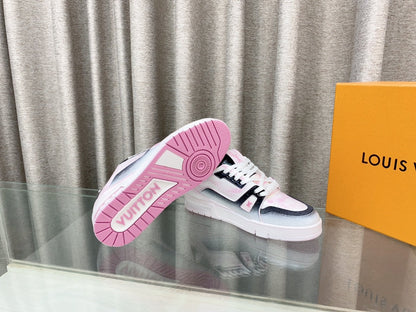 LOUIS VUITTON LV TRAINER SNEAKERS IN LIGHT PINK OMBRE MIX COLORFUL CALFSKIN