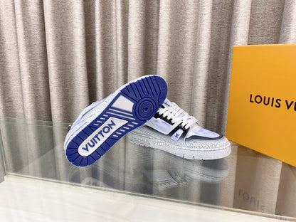 LOUIS VUITTON LV TRAINER SNEAKERS IN LIGHT BLUE OMBRE MIX COLORFUL CALFSKIN