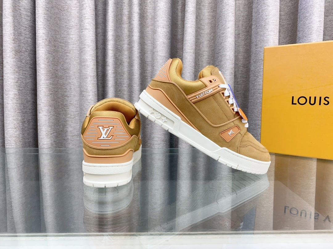 LOUIS VUITTON LV MAXI TRAINER IN CIDER BROWN SUEDE