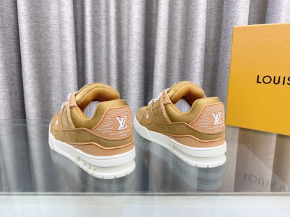 LOUIS VUITTON LV MAXI TRAINER IN CIDER BROWN SUEDE