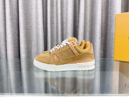 LOUIS VUITTON LV MAXI TRAINER IN CIDER BROWN SUEDE