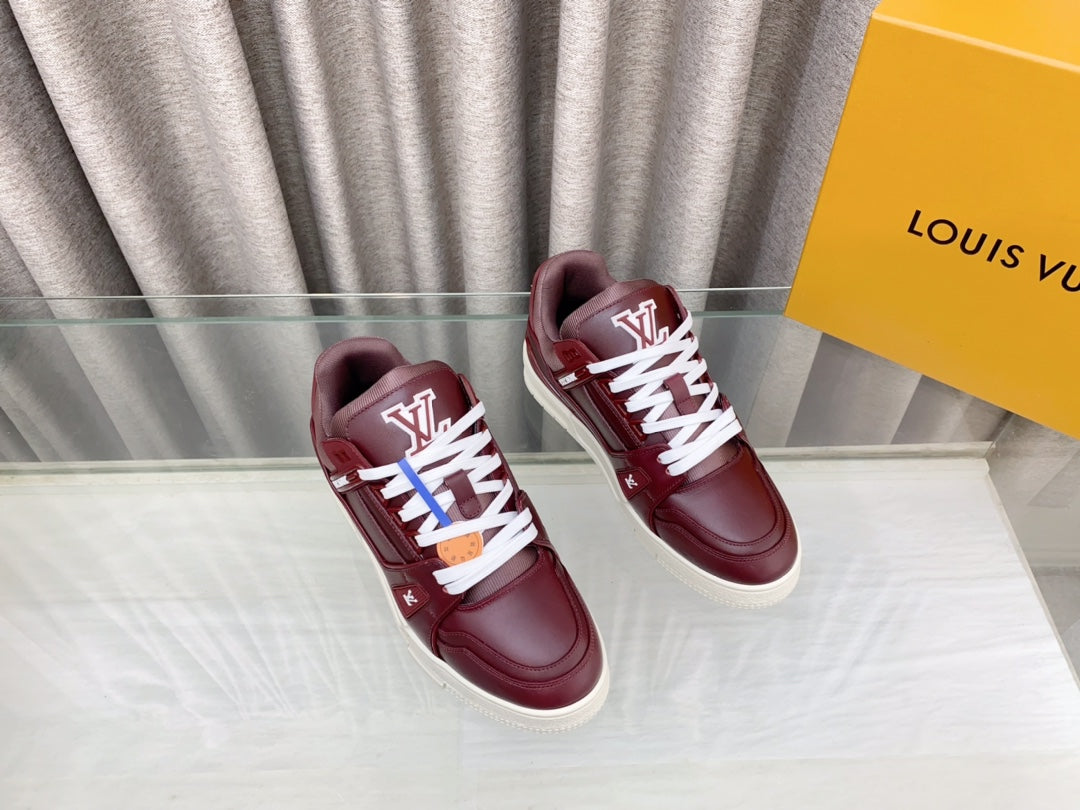 LOUIS VUITTON LV MAXI TRAINER IN GARNET RED CALFSKIN