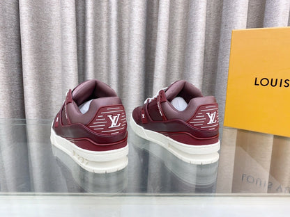 LOUIS VUITTON LV MAXI TRAINER IN GARNET RED CALFSKIN