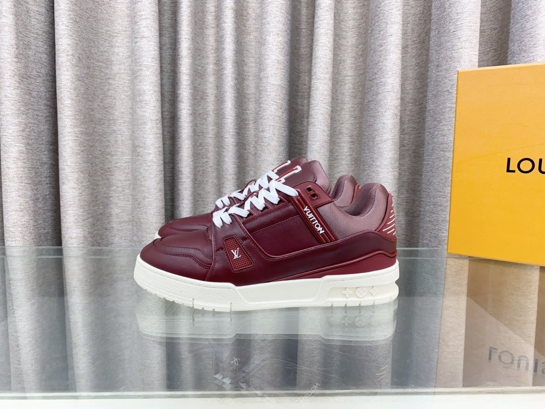 LOUIS VUITTON LV MAXI TRAINER IN GARNET RED CALFSKIN
