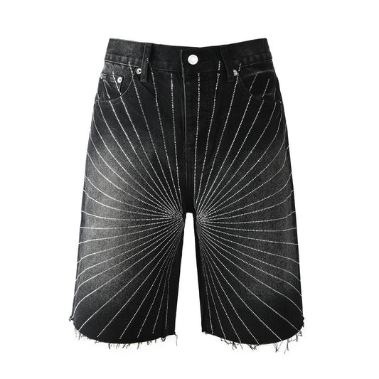 Purple Brand Crystal Diamond Denim Shorts #5104