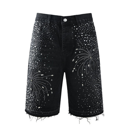 Purple Brand Crystal Diamond Denim Shorts #5103