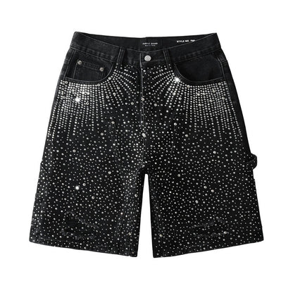 Purple Brand Crystal Diamond Denim Shorts #5099