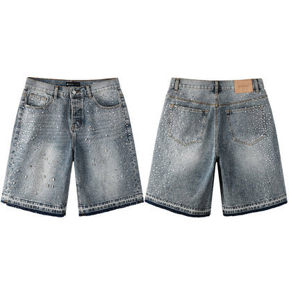 Purple Brand Crystal Diamond Denim Shorts #5102