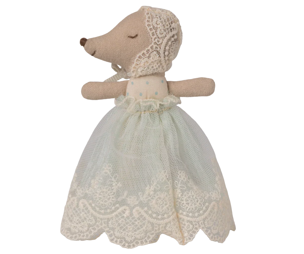 Maileg Baby mouse in gown - mint PRE-ORDER