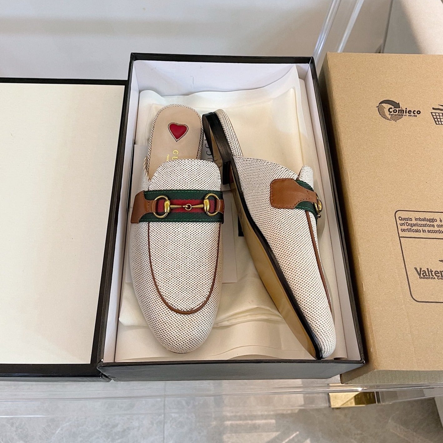 GUCCI SLIPPER PRINCETOWN RED WHITE