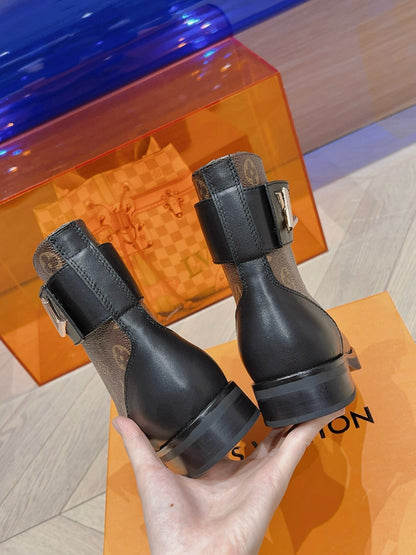 LOUIS VUITTON LV BOOTS IN BROWN MONOGRAM CANVAS MIX CALFSKIN
