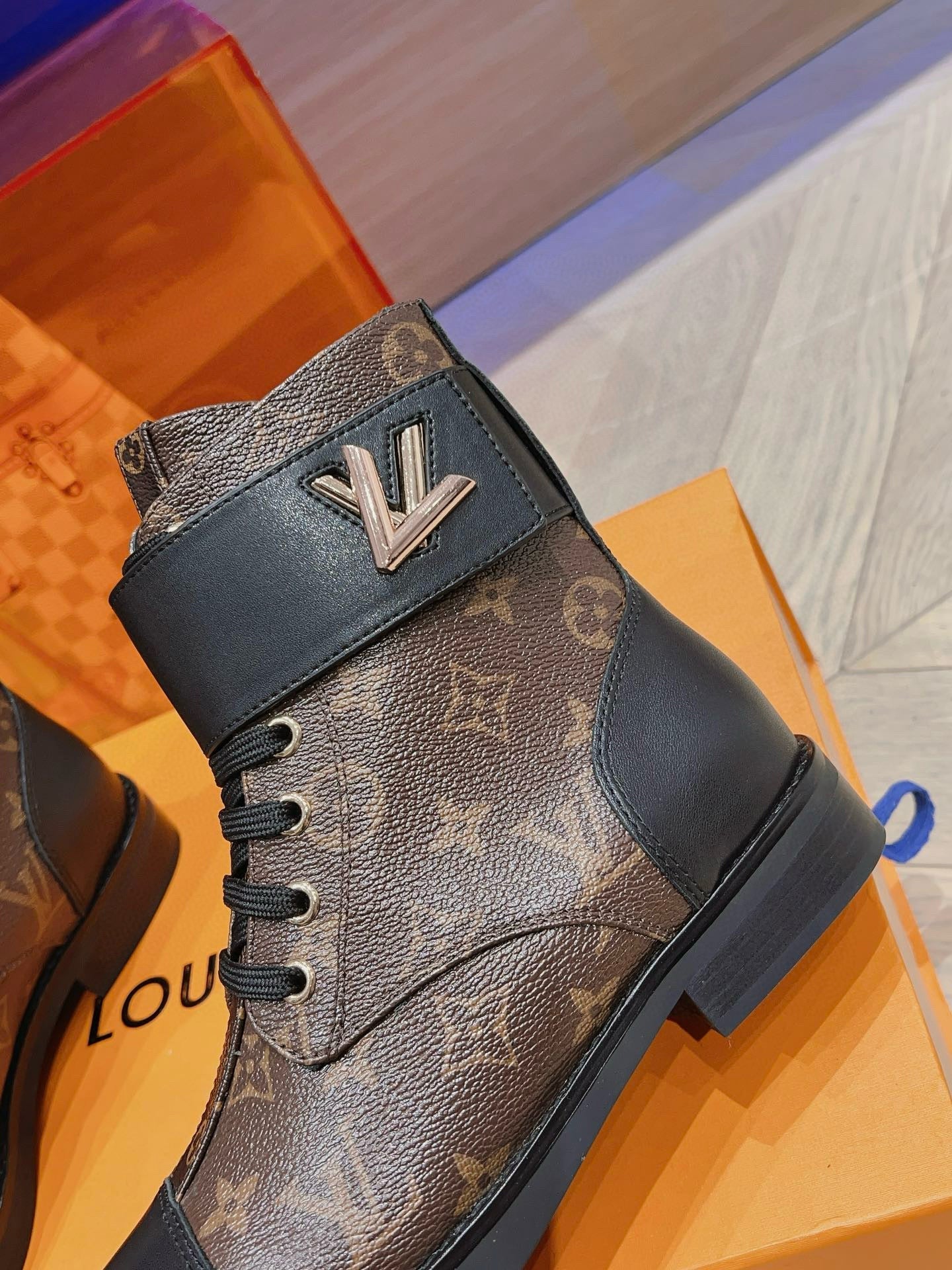 LOUIS VUITTON LV BOOTS IN BROWN MONOGRAM CANVAS MIX CALFSKIN