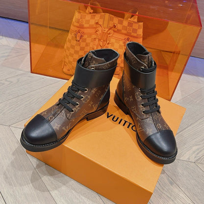 LOUIS VUITTON LV BOOTS IN BROWN MONOGRAM CANVAS MIX CALFSKIN