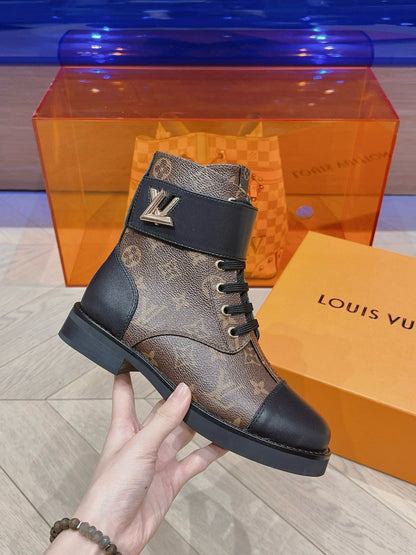 LOUIS VUITTON LV BOOTS IN BROWN MONOGRAM CANVAS MIX CALFSKIN